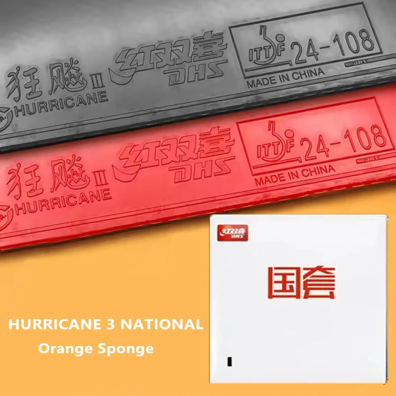 DHS Hurricane 3 National Table Tennis Rubber Orange Sponge Pips-In Ping Pong Rubber