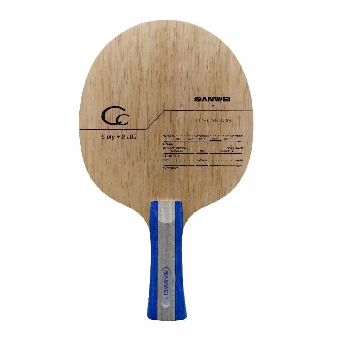 SANWEI CC Table Tennis Blade 5 Wood 2 Carbon Offensive Ping Pong Paddle for Training