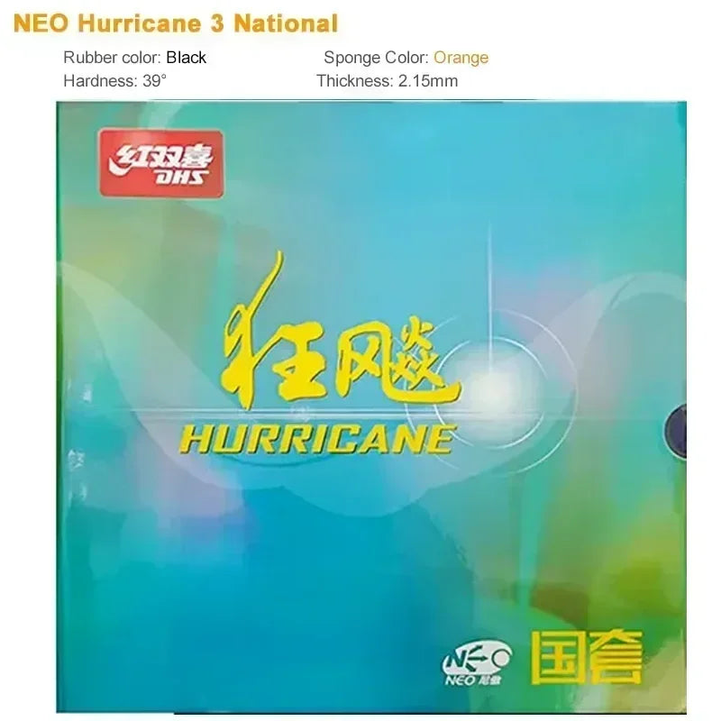 DHS Hurricane 3 NEO National Table Tennis Rubber Tacky Ping Pong Rubber Blue or Orange Sponge