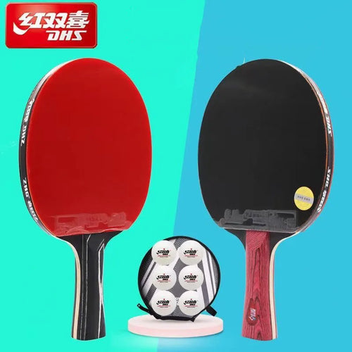 Original DHS DIAMOND Red 7-Ply Table Tennis Racket with Hurricane 3 Rubbers - Professional Original Ping Pong Paddle Bat
