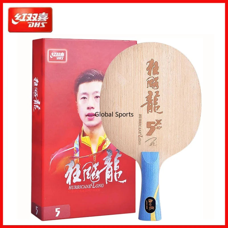 DHS Hurricane Long 5 und Long 5X Tischtennis Holz ALC Carbon Ping Pong Schläger mit Box