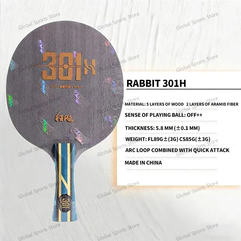DHS Hurricane 301H H301-H Table Tennis Blade 5 Wood 2 AC Thickened Core Offensive Ping Pong Paddle