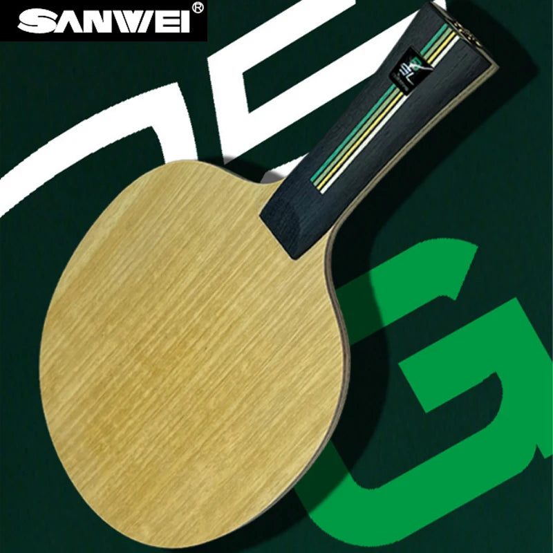 SANWEI 75G Table Tennis Blade Inner Green ALC 5 Wood 2 Carbon Ping Pong Paddle for All-Round Play