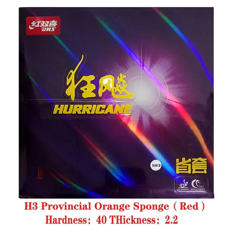 DHS Hurricane 3 Provincial Table Tennis Rubber Orange Sponge Pips-In Ping Pong Rubber