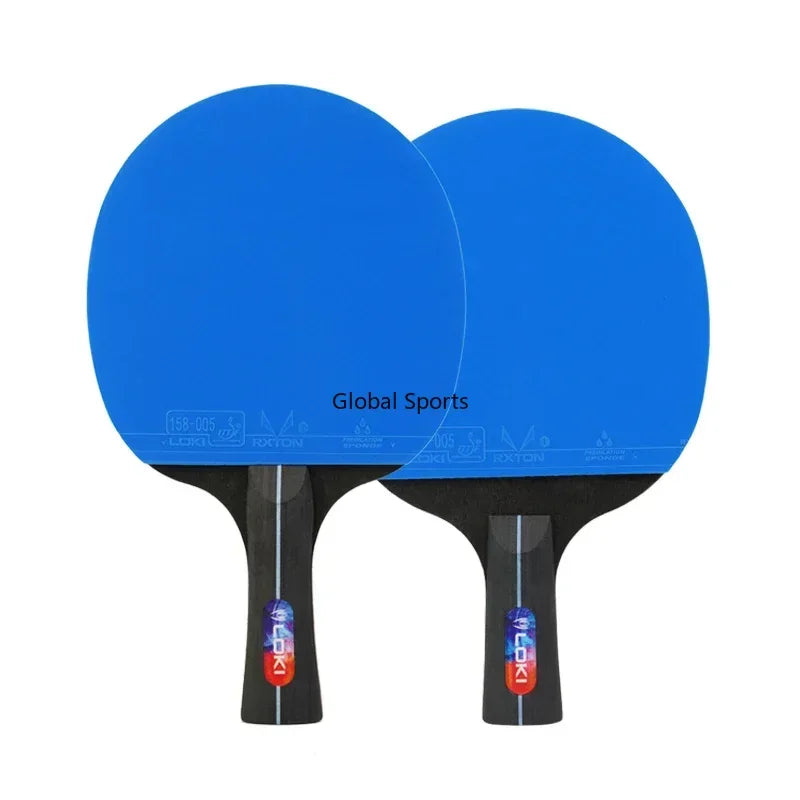 LOKI K5000 Tischtennisschläger-Set – 2 Tischtennisschläger mit blauem Gummi und Tragetasche für das Heimtraining