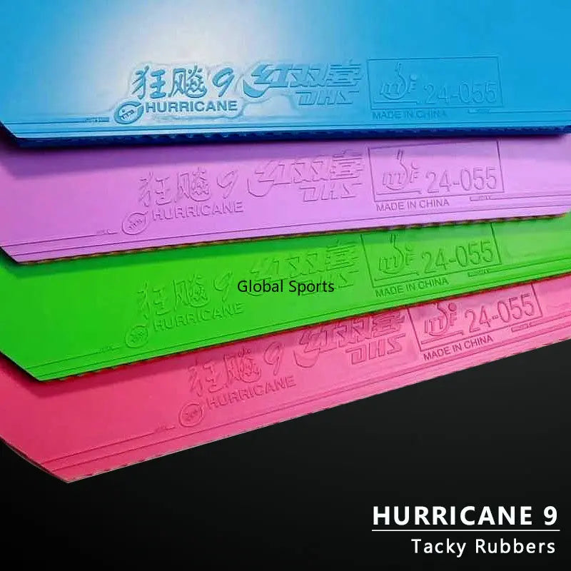DHS Hurricane 9 Colorful Table Tennis Rubber Tacky Ping Pong Rubber with Elastic Hard Sponge