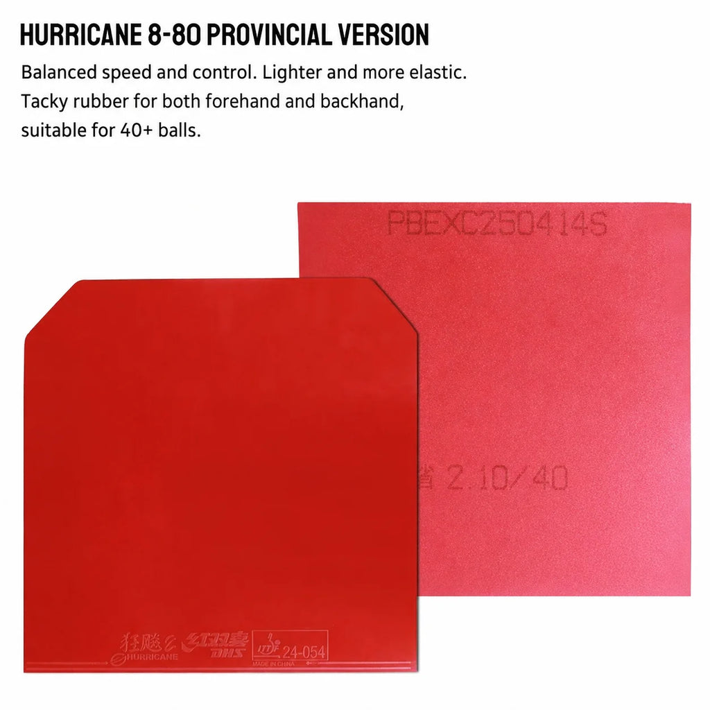 DHS Hurricane 8-80 Provincial Table Tennis Rubber Tacky Pips-In Ping Pong Rubber with Elastic Sponge