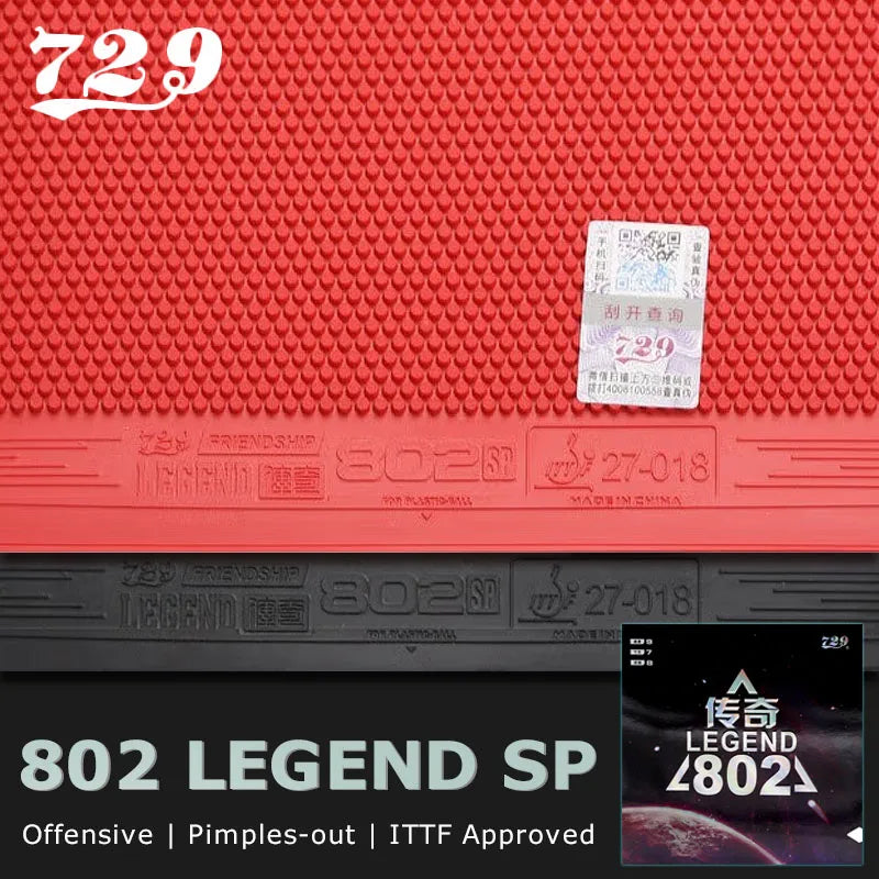 729 Friendship 802 Legend SP Table Tennis Rubber Short Pips-Out Ping Pong Rubber with Elastic Sponge