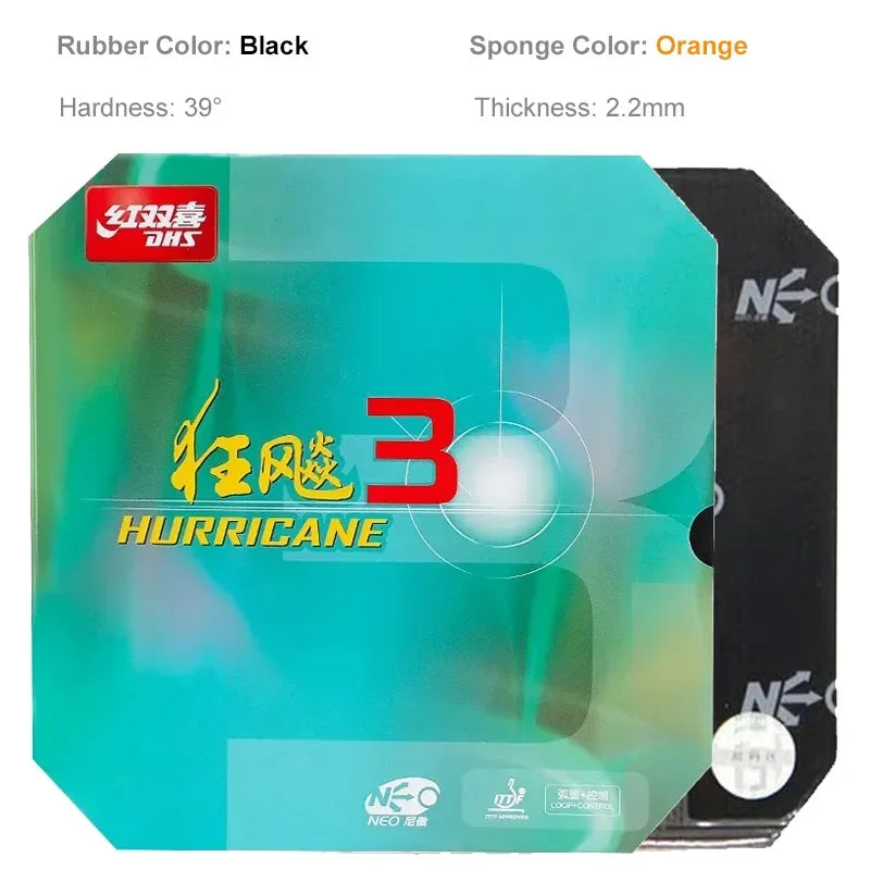 DHS Hurricane 3 NEO Table Tennis Rubber Soft Sponge Series Pips-In Ping Pong Rubber