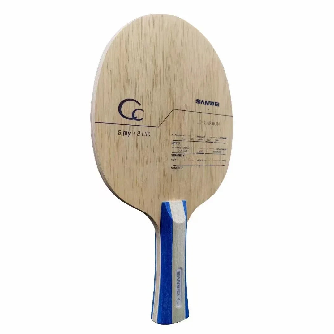 SANWEI CC Table Tennis Blade 5 Wood 2 Carbon Offensive Ping Pong Paddle for Training