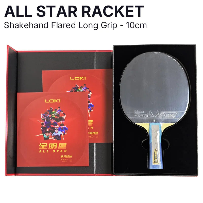 LOKI All Star Table Tennis Racket Basalt Carbon Blade with RXTON 9 and Telson 100 Rubbers Ping Pong Paddle