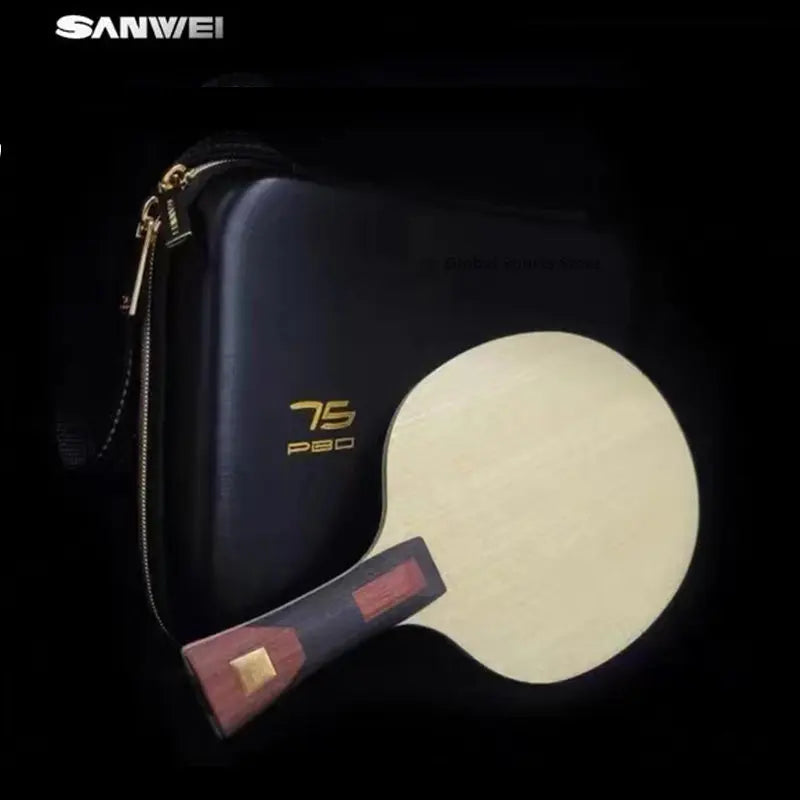 SANWEI Super 75 PBO Carbon Tischtennisholz Golden 75 PRO Gold Tischtennisschläger mit Hülle