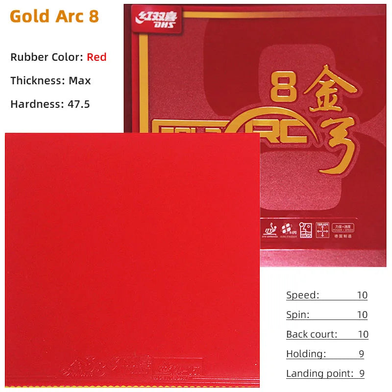 DHS Gold Arc 8 Table Tennis Rubber Non-Tacky Yellow Sponge Ping Pong Rubber Made in Germany