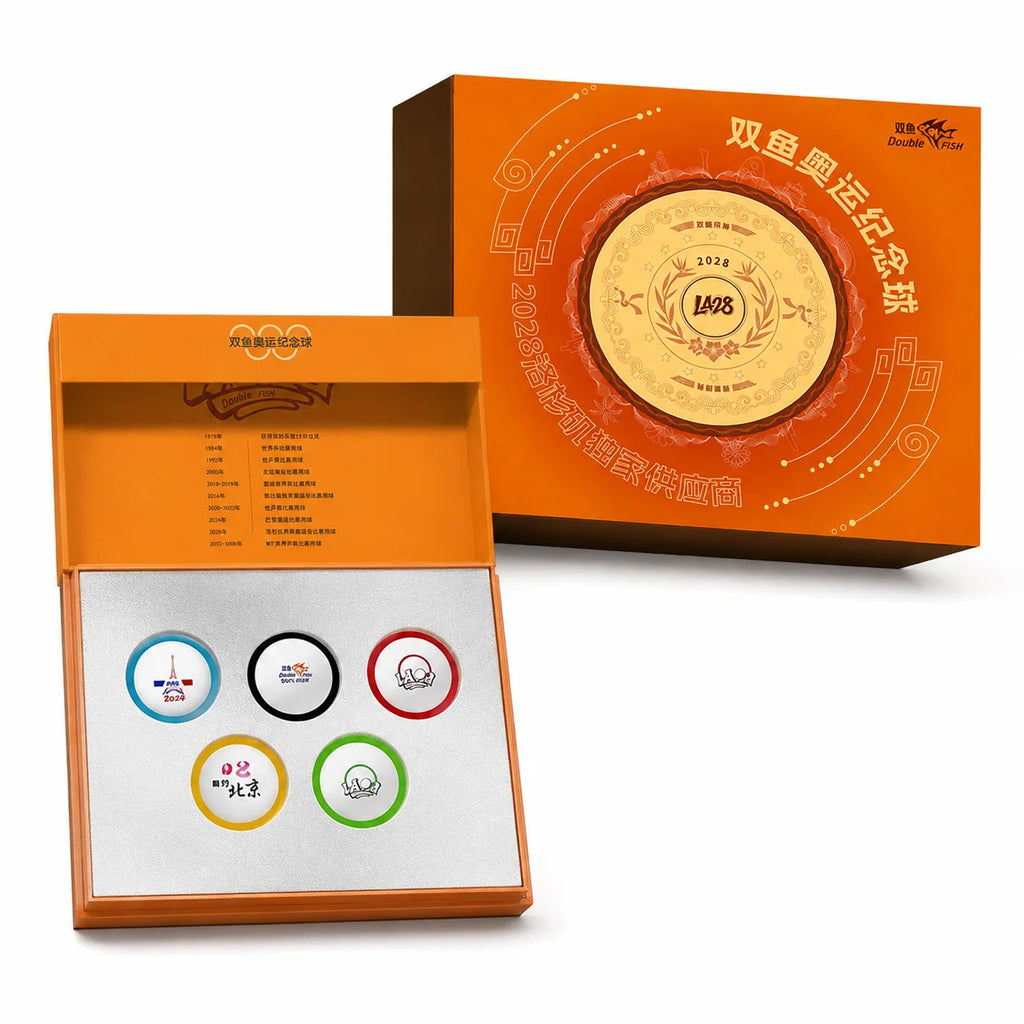Double Fish V40+ 2028 Los Angeles Gedenktischtennisbälle 3-Sterne Tischtennisball Geschenkbox