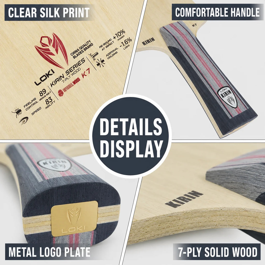 LOKI Kirin K5 K6 K7 Table Tennis Blade 5 or 7-Ply All Wood Ping Pong Paddle for Fast Attack and Loop Drive
