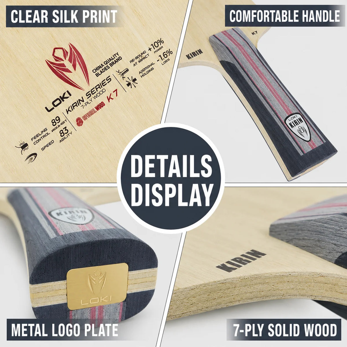 LOKI Kirin K5 K6 K7 Table Tennis Blade 5 or 7-Ply All Wood Ping Pong Paddle for Fast Attack and Loop Drive