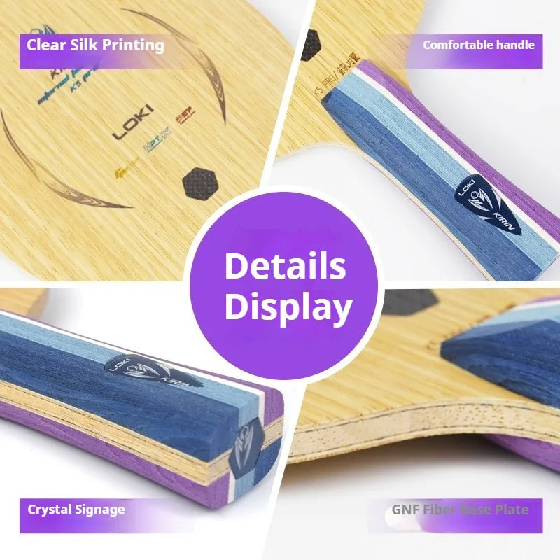 LOKI Kirin K5 PRO INNER / External Table Tennis Blade 7-Ply 5 Wood 2 Carbon Ping Pong Paddle 2 Carbon Fiber Table Tennis Racket