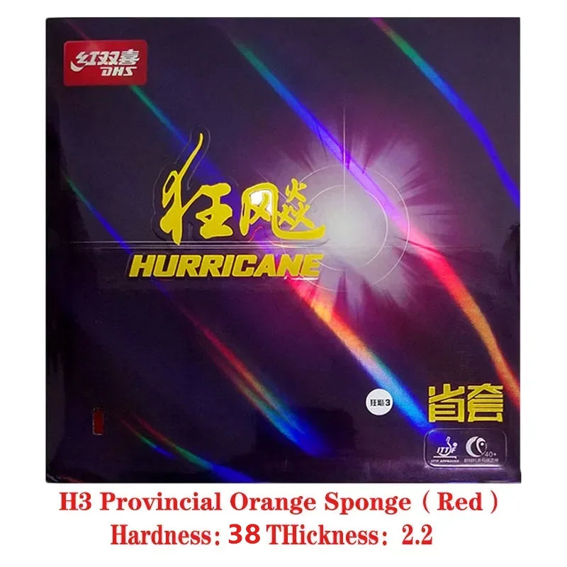 DHS Hurricane 3 Provincial Table Tennis Rubber Orange Sponge Pips-In Ping Pong Rubber