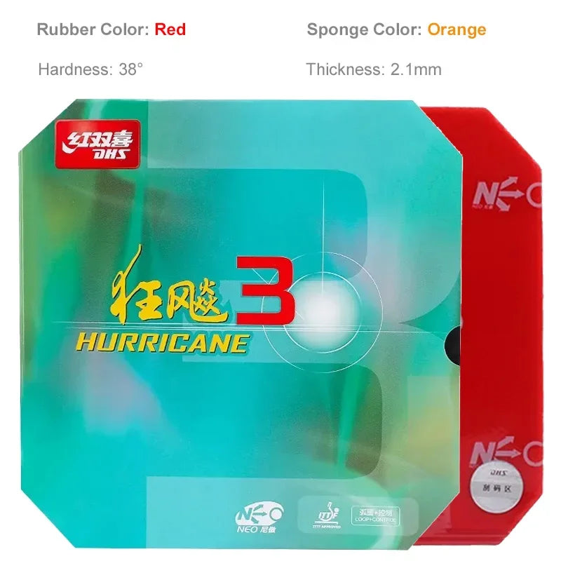 DHS Hurricane 3 NEO Table Tennis Rubber Soft Sponge Series Pips-In Ping Pong Rubber