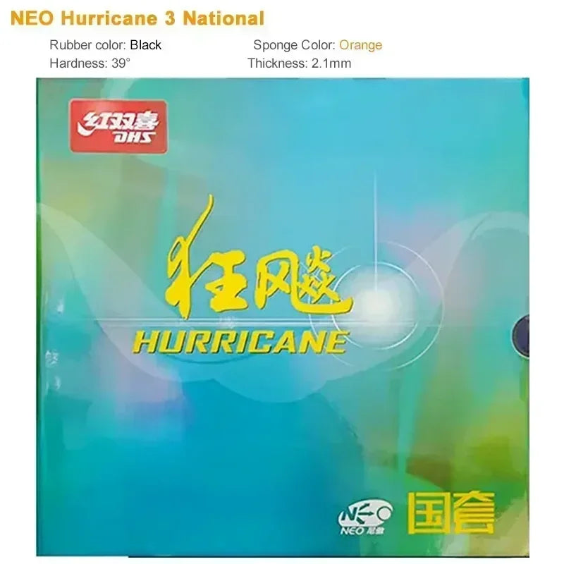 DHS Hurricane 3 NEO National Table Tennis Rubber Tacky Ping Pong Rubber Blue or Orange Sponge