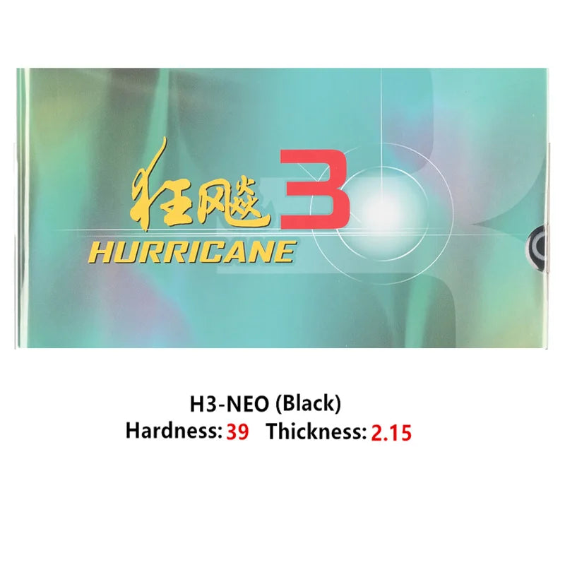 DHS Hurricane 3 NEO Table Tennis Rubber Tacky Pips-In Ping Pong Rubber with Sponge