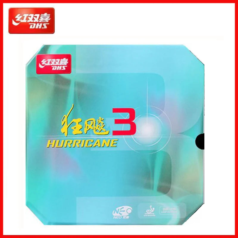 DHS Hurricane 3 NEO Table Tennis Rubber Tacky Pips-In Ping Pong Rubber with Sponge