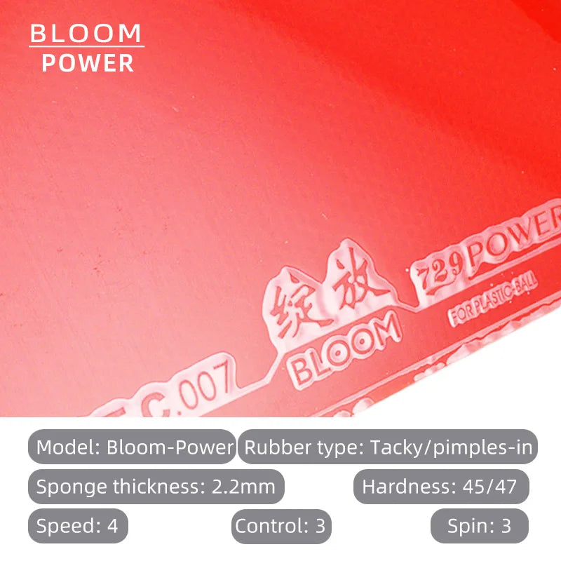729 Friendship Bloom Table Tennis Rubber Tacky Pimples-In Ping Pong Rubber for Fast Attack and Loop Drive