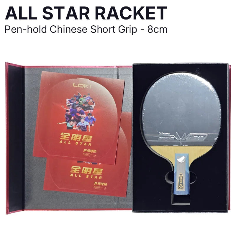 LOKI All Star Table Tennis Racket Basalt Carbon Blade with RXTON 9 and Telson 100 Rubbers Ping Pong Paddle