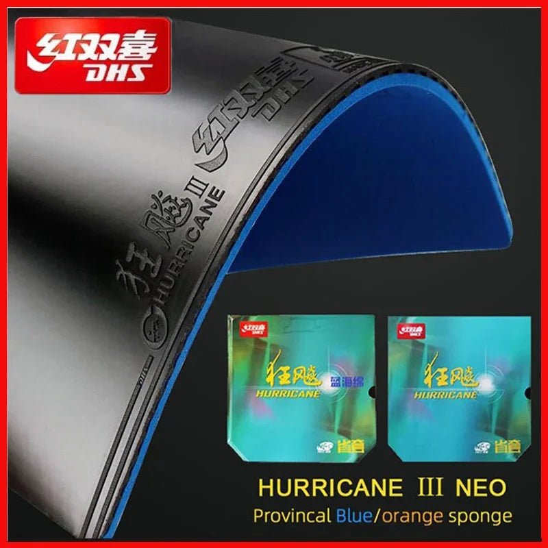 DHS Hurricane 3 NEO Provincial Table Tennis Rubber Tacky Pips-In Ping Pong Rubber Blue or Orange Sponge