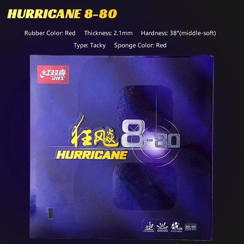 DHS Hurricane 8-80 H8-80 Table Tennis Rubber Pips-In Ping Pong Rubber with Sponge
