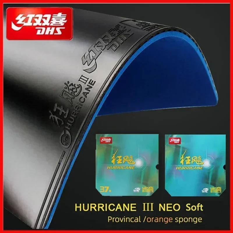 DHS Hurricane 3 NEO Provincial Table Tennis Rubber Tacky Ping Pong Rubber with Sponge
