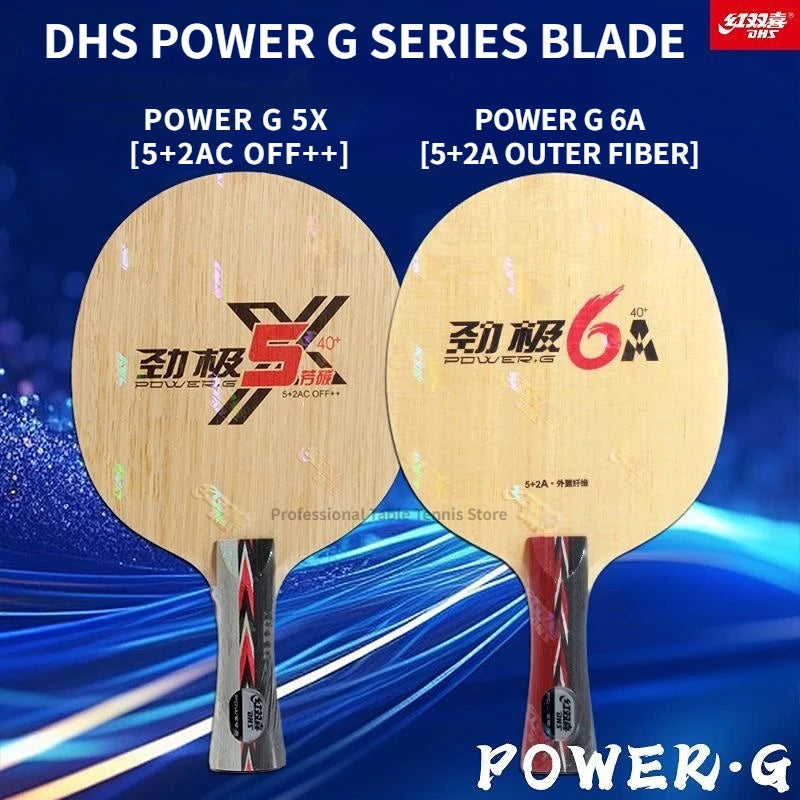 DHS Power-G PG5X PG6A Table Tennis Blade 5 Wood 2 Carbon Fiber Ping Pong Paddle with Box