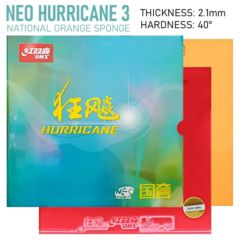DHS Hurricane 3 NEO National Table Tennis Rubber Soft Orange Sponge Series Tacky Ping Pong Rubber