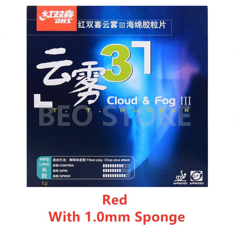 DHS Cloud & Fog 3 III Table Tennis Rubber Long Pips Ping Pong Rubber for Chopping OX or Sponge
