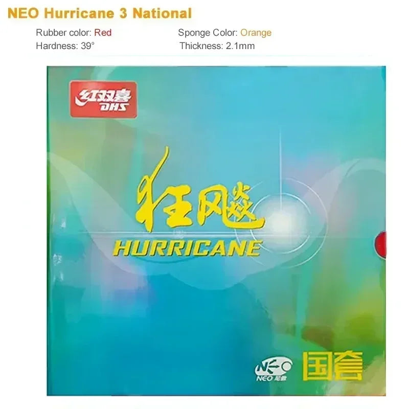 DHS Hurricane 3 NEO National Table Tennis Rubber Tacky Ping Pong Rubber Blue or Orange Sponge