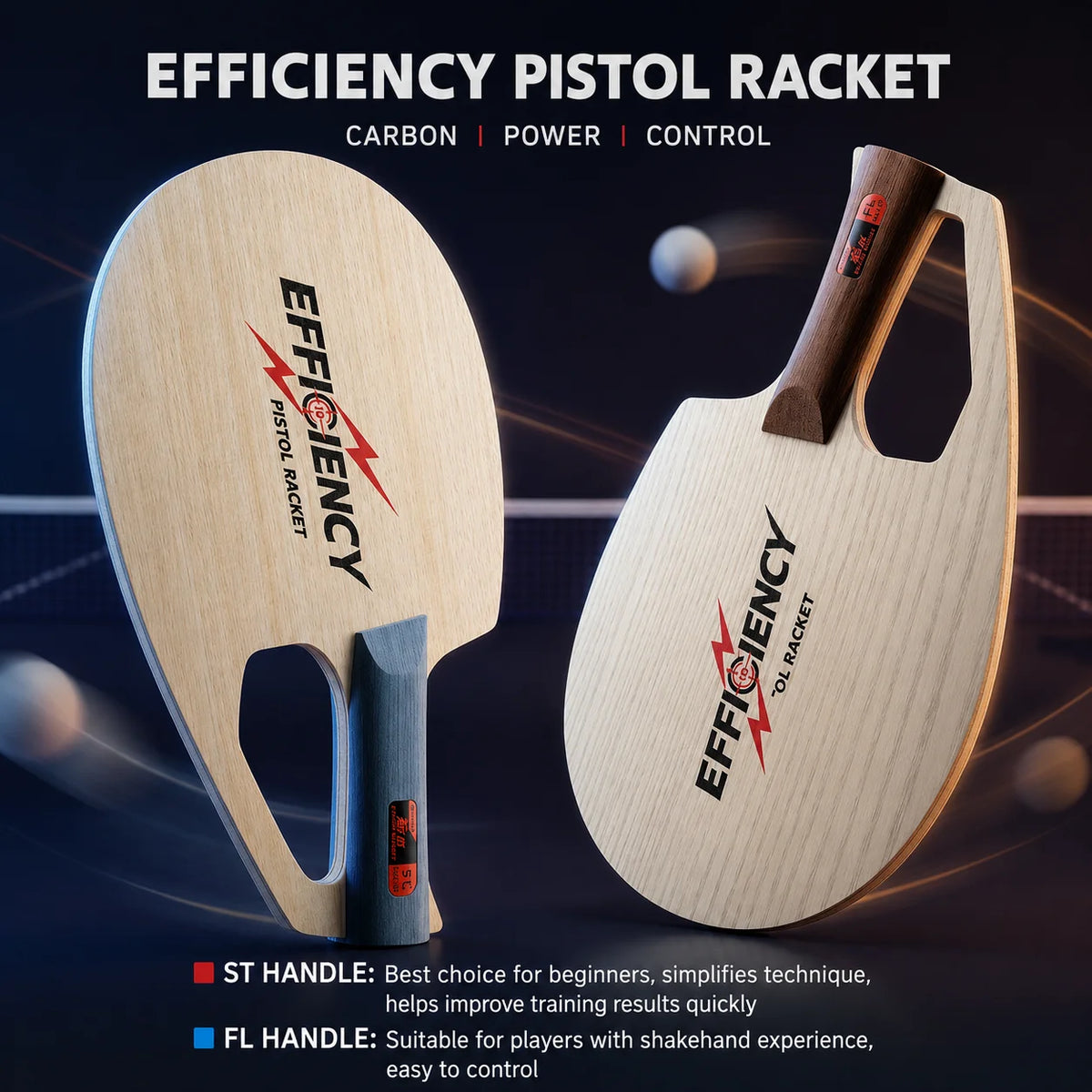 SANWEI 10th Gen Pistol Table Tennis Blade QS1 QS2 All Wood Ping Pong Paddle for Fast Attack and Control
