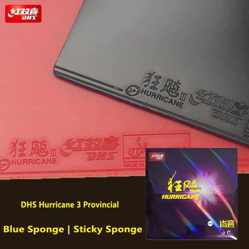 DHS Hurricane 3 Provincial Table Tennis Rubber Blue Sponge Pips-In Ping Pong Rubber