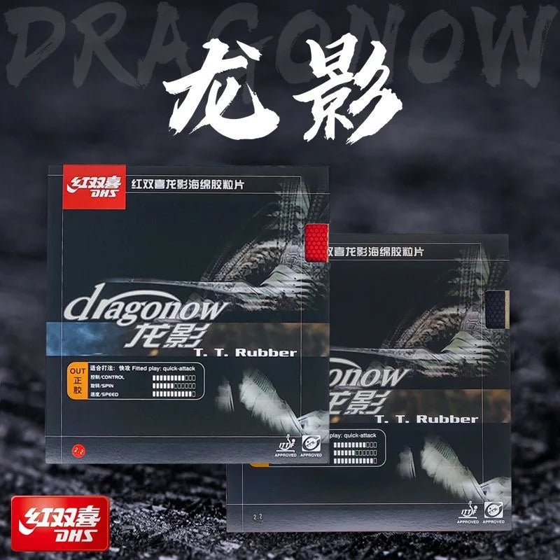 DHS Dragonow Table Tennis Rubber Short Pips-Out Ping Pong Rubber with Sponge for Quick Attack