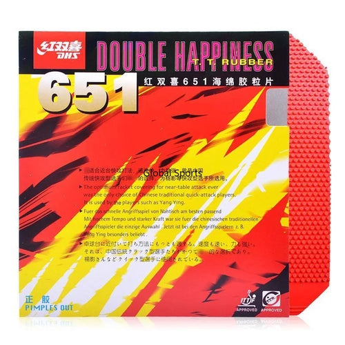 DHS 652 651 Table Tennis Rubber Short Pips-Out Ping Pong Rubber with Soft Sponge