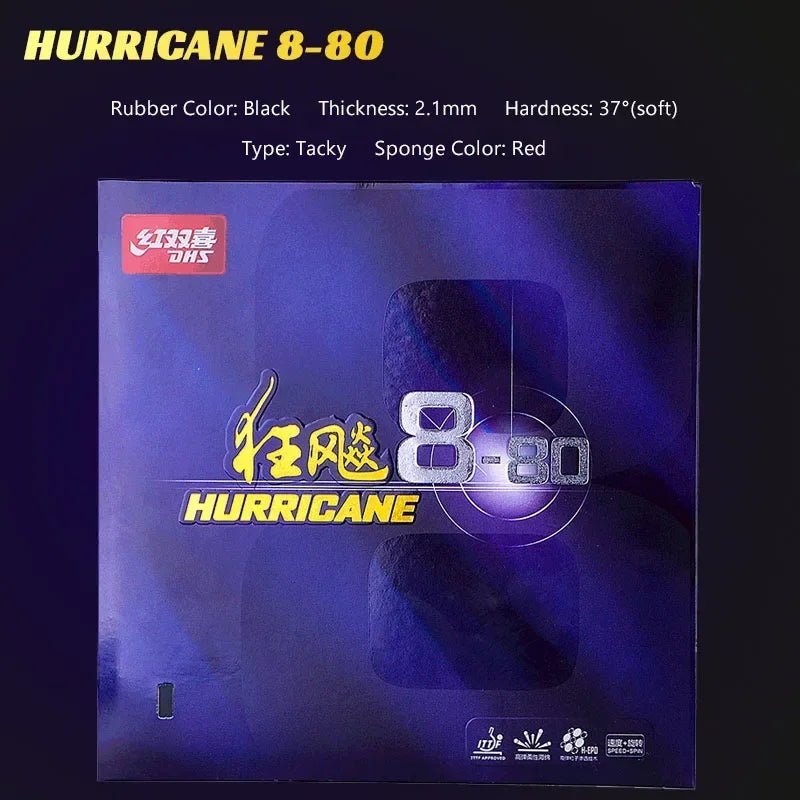 DHS Hurricane 8-80 H8-80 Table Tennis Rubber Pips-In Ping Pong Rubber with Sponge