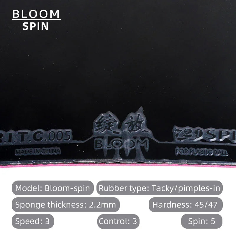 729 Friendship Bloom Table Tennis Rubber Tacky Pimples-In Ping Pong Rubber for Fast Attack and Loop Drive
