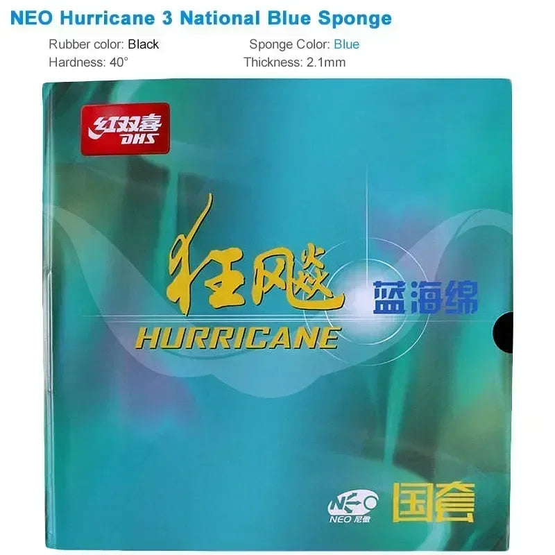 DHS Hurricane 3 NEO National Table Tennis Rubber Tacky Ping Pong Rubber Soft and Blue Sponge Options