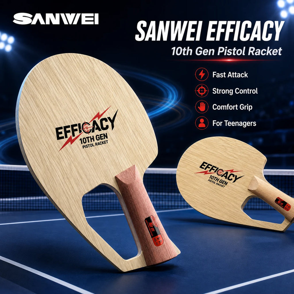 SANWEI 10. Generation Pistolen-Tischtennisschläger QS1 QS2 Vollholz-Tischtennisschläger für schnellen Angriff und Kontrolle