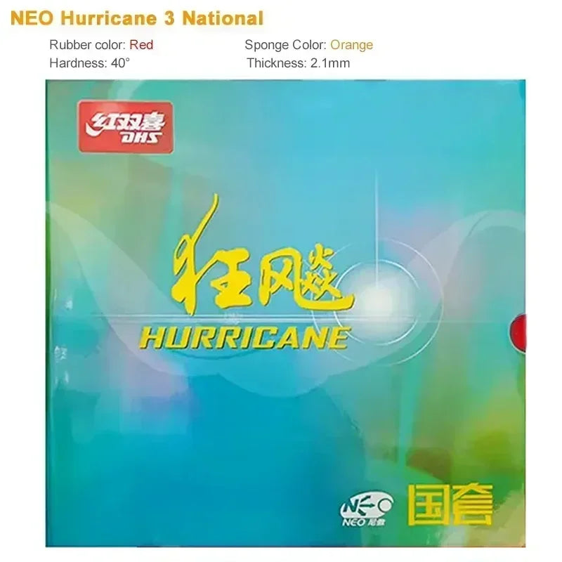 DHS Hurricane 3 NEO National Table Tennis Rubber Tacky Ping Pong Rubber Blue or Orange Sponge