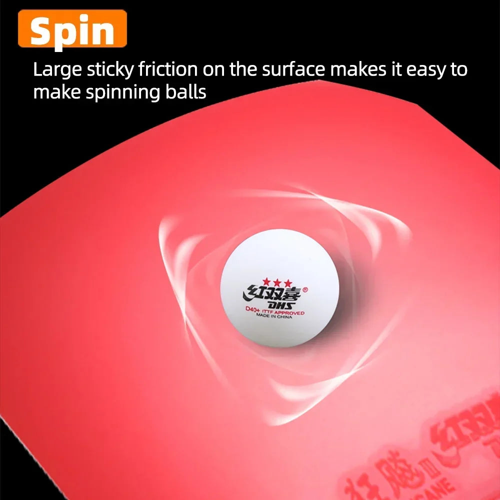 DHS Hurricane 3 Table Tennis Rubber Tacky Pimples-In Ping Pong Sponge for Spin and Control