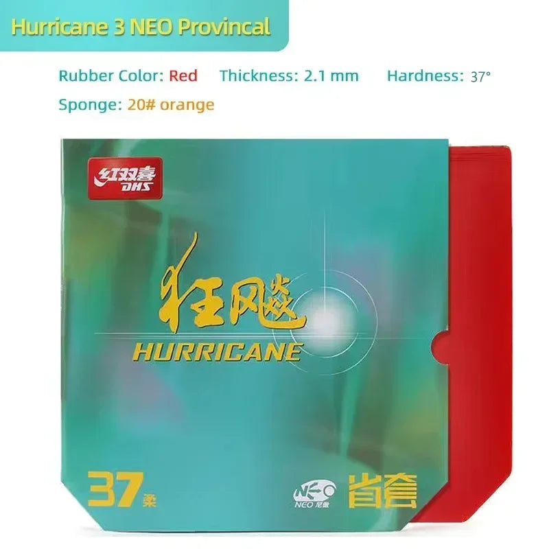 DHS Hurricane 3 NEO Provincial Table Tennis Rubber Tacky Ping Pong Rubber with Sponge