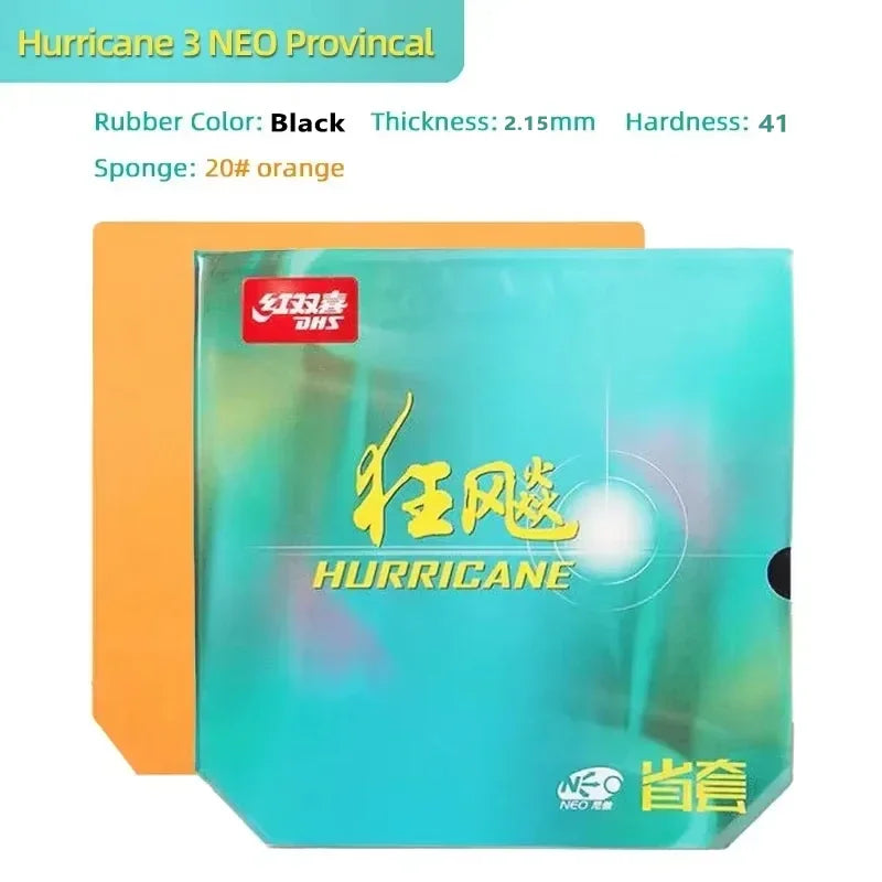 DHS Hurricane 3 NEO Provincial Table Tennis Rubber Tacky Ping Pong Rubber with Sponge