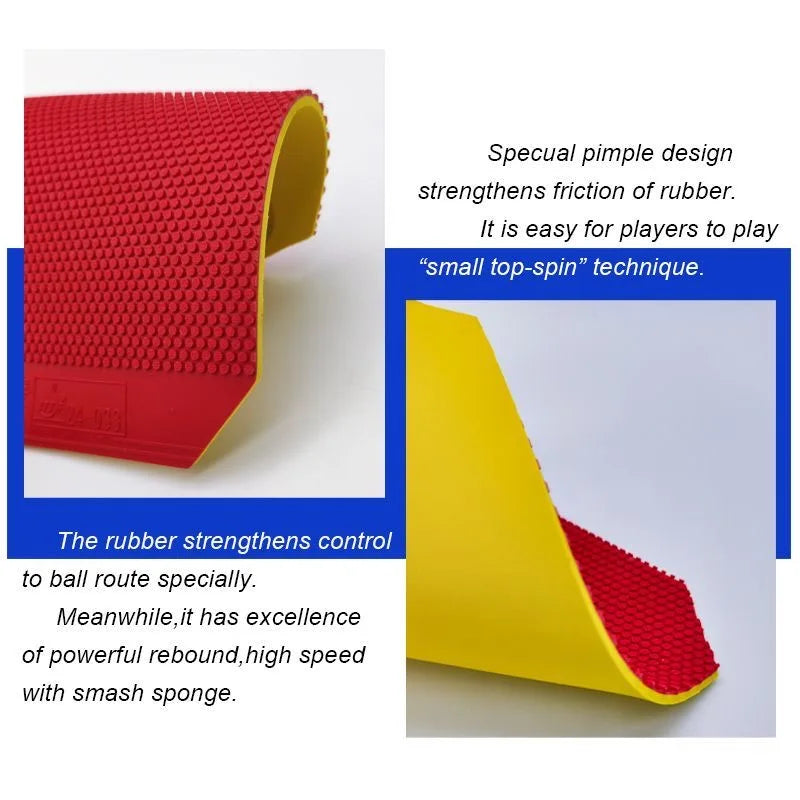 DHS Dragonow Table Tennis Rubber Short Pips-Out Ping Pong Rubber with Sponge for Quick Attack