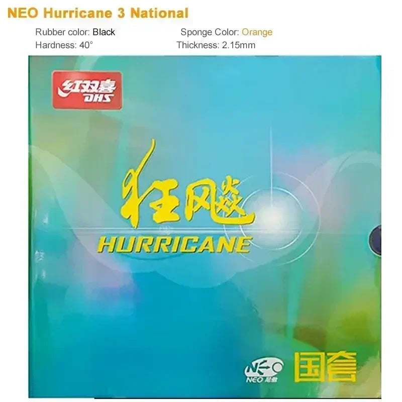 DHS Hurricane 3 NEO National Table Tennis Rubber Tacky Ping Pong Rubber Blue or Orange Sponge