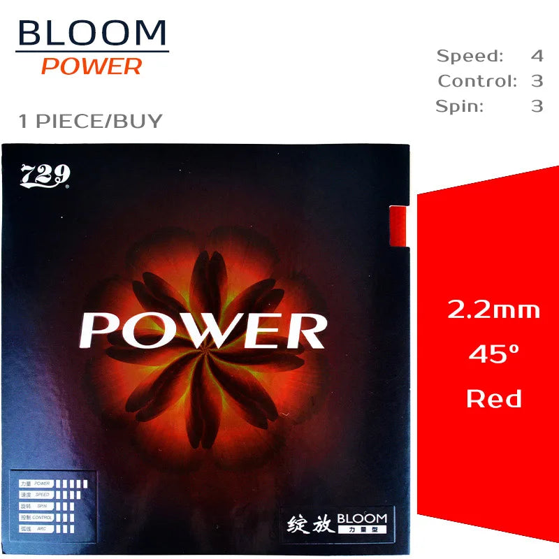 729 Friendship Bloom Table Tennis Rubber Tacky Pimples-In Ping Pong Rubber for Fast Attack and Loop Drive